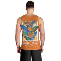 Aloha Hawaii Pua Manu Men Tank Top Hawaiian Bird of Paradise Flowers Stylized Stamp LT14 - Polynesian Pride