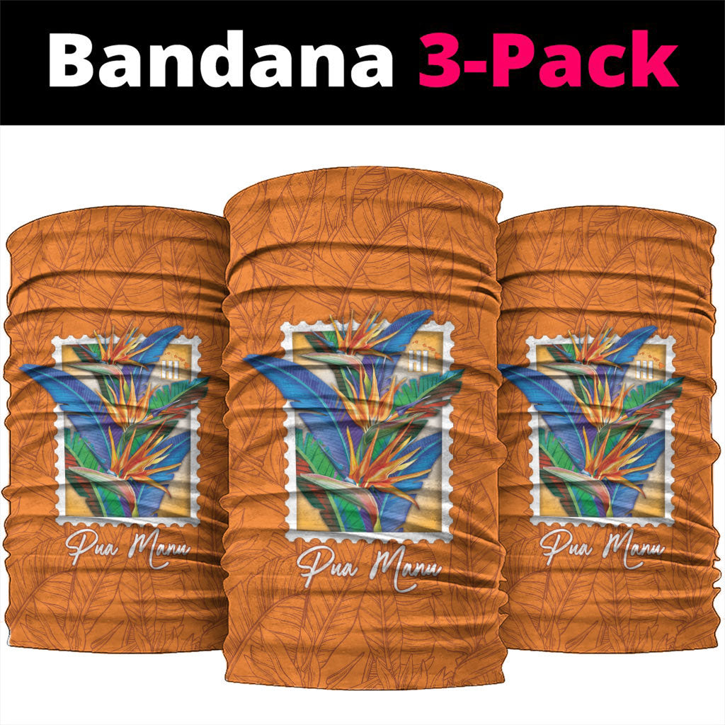 Aloha Hawaii Pua Manu Neck Gaiter Hawaiian Bird of Paradise Flowers Stylized Stamp LT14 package One Size: 25*50cm Orange - Polynesian Pride