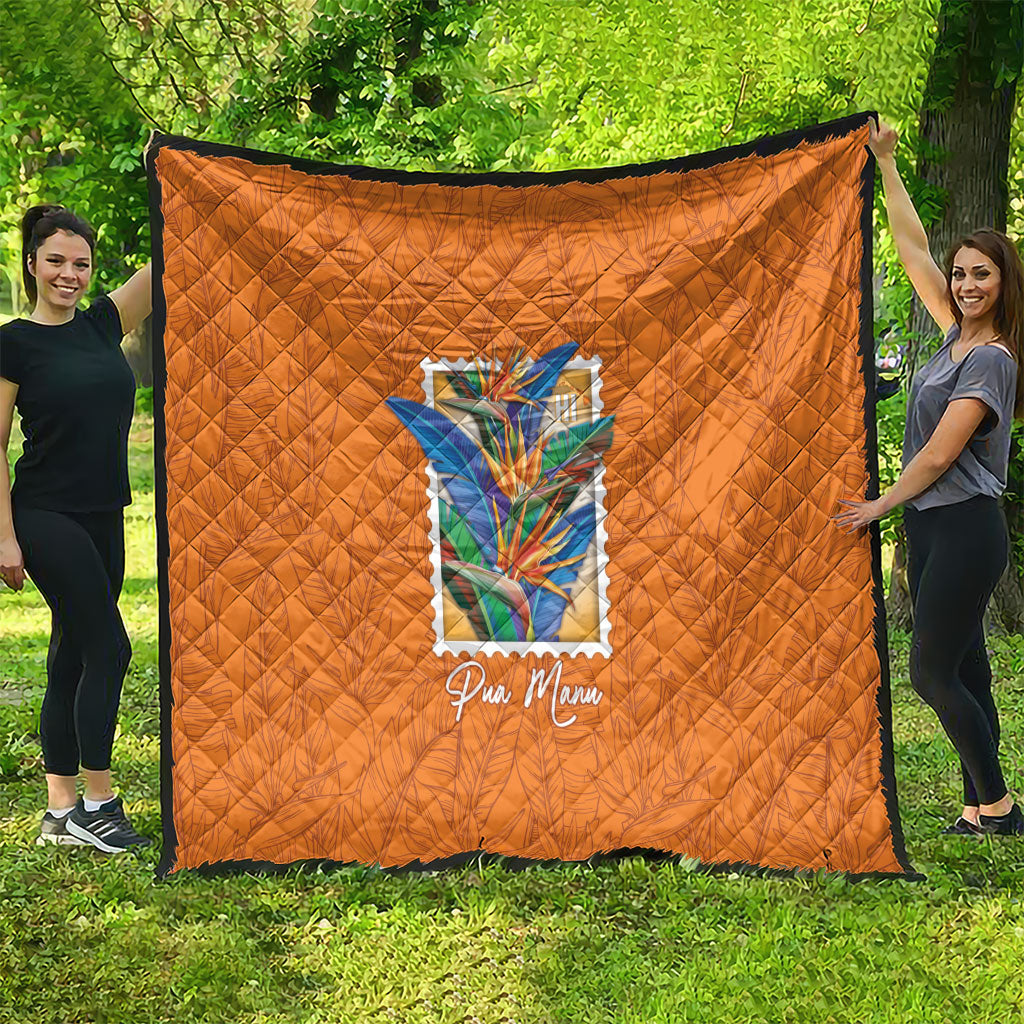 Aloha Hawaii Pua Manu Quilt Hawaiian Bird of Paradise Flowers Stylized Stamp LT14 - Polynesian Pride