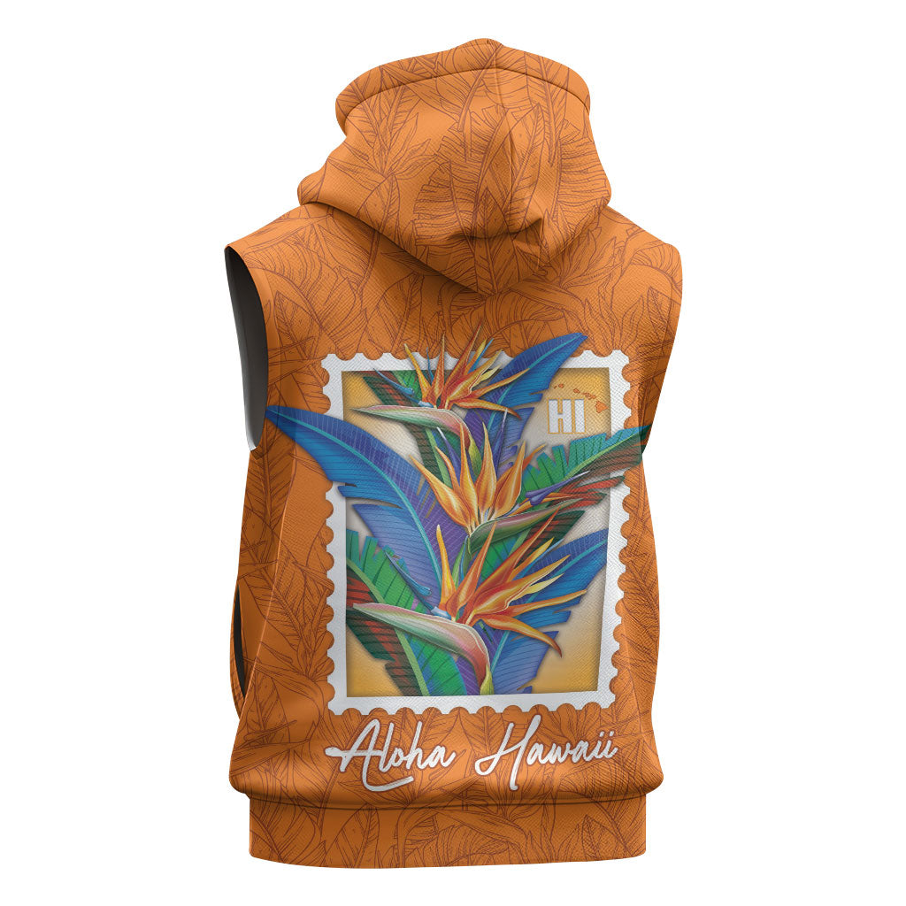 Aloha Hawaii Pua Manu Sleeveless Hoodie Hawaiian Bird of Paradise Flowers Stylized Stamp LT14 - Polynesian Pride