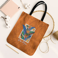 Aloha Hawaii Pua Manu Tote Bag Hawaiian Bird of Paradise Flowers Stylized Stamp LT14 Black Strap One Size Orange - Polynesian Pride