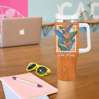 Aloha Hawaii Pua Manu Tumbler With Handle Hawaiian Bird of Paradise Flowers Stylized Stamp LT14 - Polynesian Pride