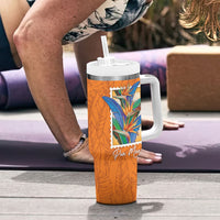 Aloha Hawaii Pua Manu Tumbler With Handle Hawaiian Bird of Paradise Flowers Stylized Stamp LT14 - Polynesian Pride