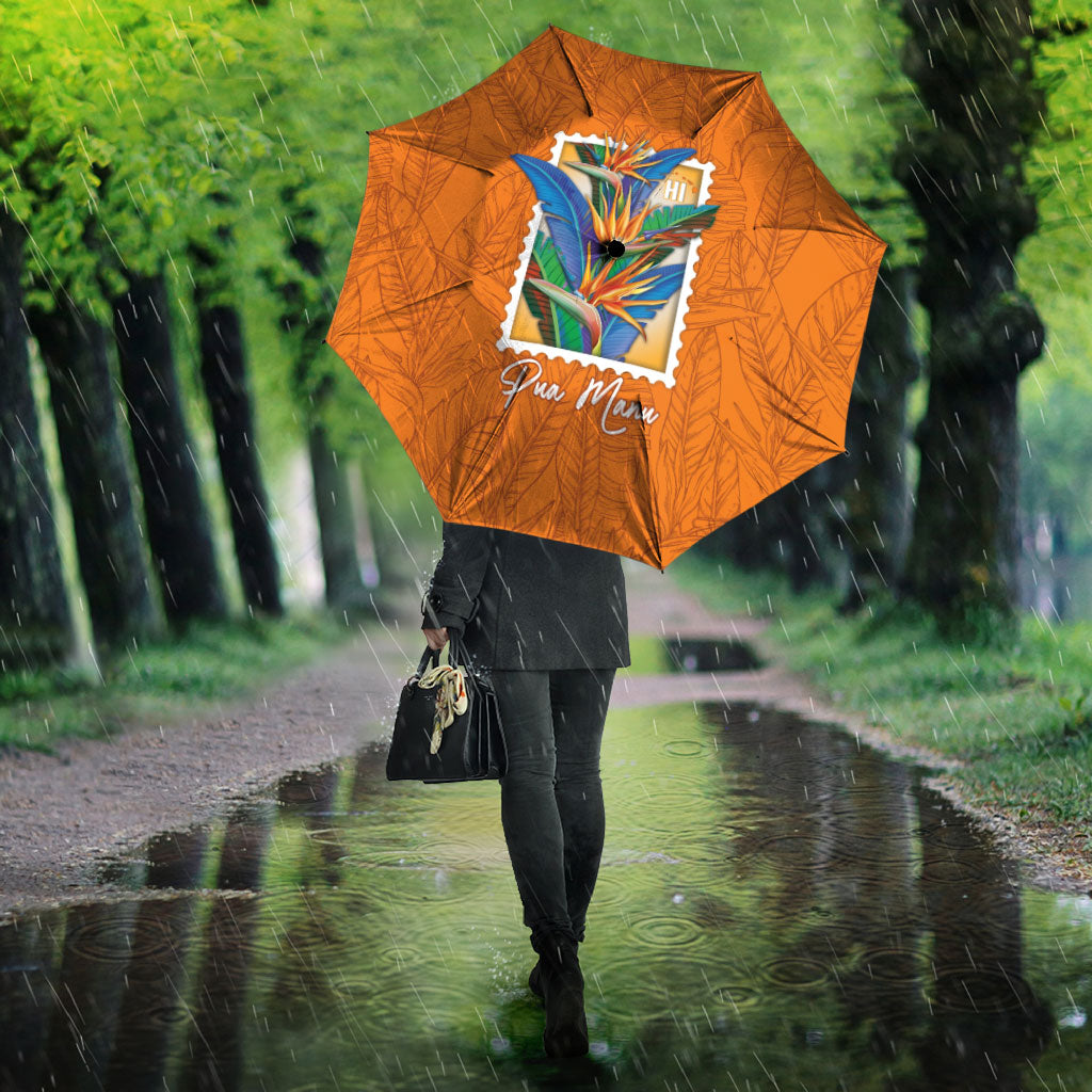 Aloha Hawaii Pua Manu Umbrella Hawaiian Bird of Paradise Flowers Stylized Stamp LT14 - Polynesian Pride