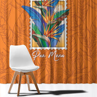 Aloha Hawaii Pua Manu Window Curtain Hawaiian Bird of Paradise Flowers Stylized Stamp LT14 - Polynesian Pride
