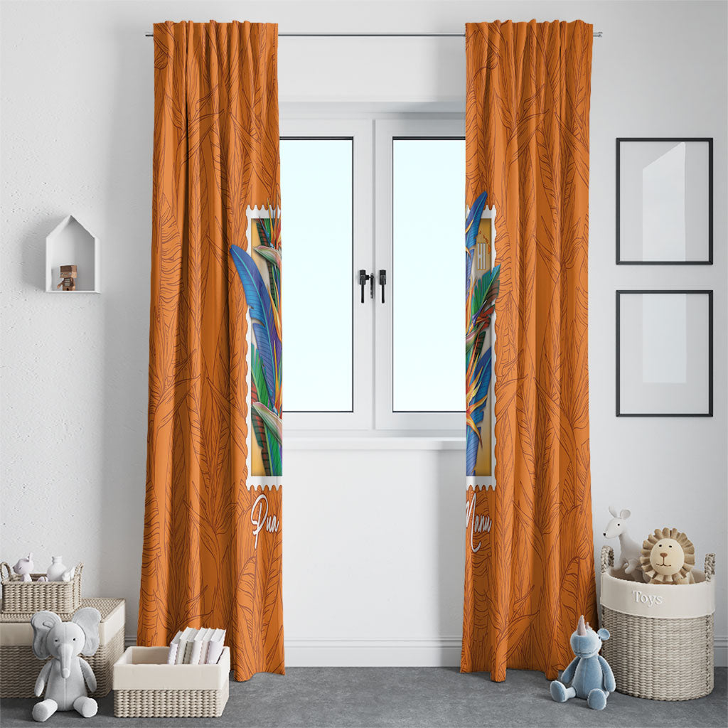 Aloha Hawaii Pua Manu Window Curtain Hawaiian Bird of Paradise Flowers Stylized Stamp LT14 - Polynesian Pride