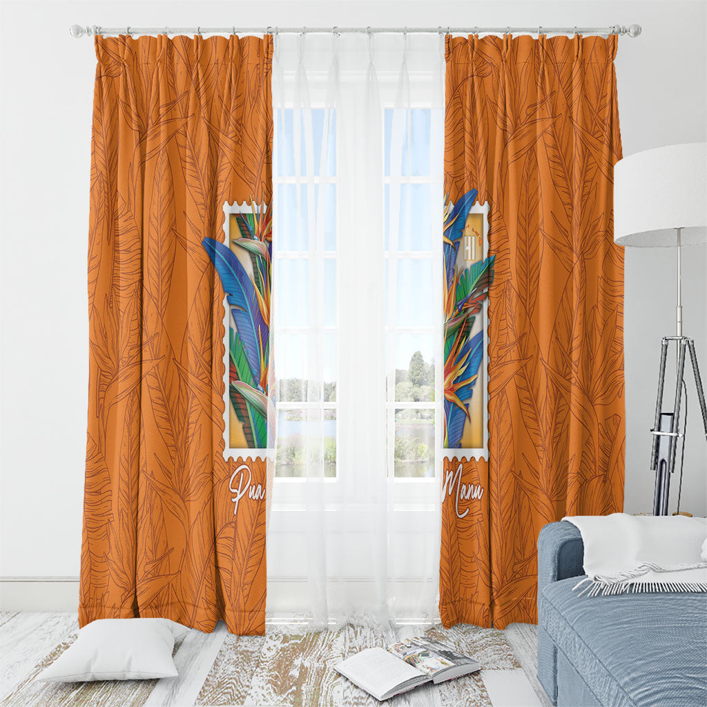 Aloha Hawaii Pua Manu Window Curtain Hawaiian Bird of Paradise Flowers Stylized Stamp LT14 - Polynesian Pride