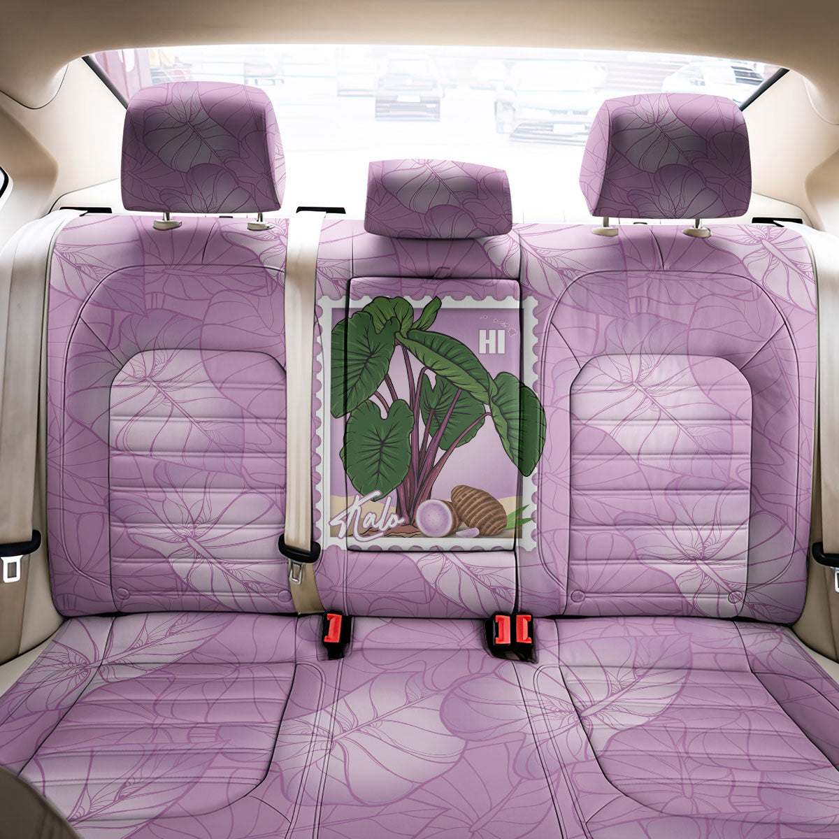 Aloha Hawaii Kalo Back Car Seat Cover Hawaiian Taro Leaves Stylized Stamp LT14 - Polynesian Pride