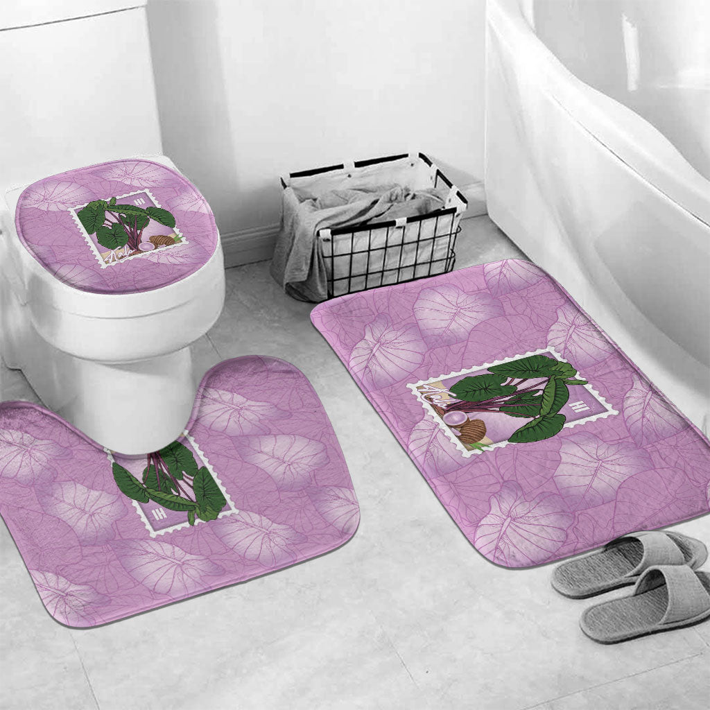 Aloha Hawaii Kalo Bathroom Set Hawaiian Taro Leaves Stylized Stamp LT14 Mat Set Only (3 pcs) One Size Purple - Polynesian Pride