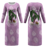 Aloha Hawaii Kalo Couples Matching Long Sleeve Bodycon Dress and Hawaiian Shirt Hawaiian Taro Leaves Stylized Stamp LT14 - Polynesian Pride