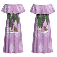 Aloha Hawaii Kalo Couples Matching Off Shoulder Maxi Dress and Long Sleeve Button Shirt Hawaiian Taro Leaves Stylized Stamp LT14 - Polynesian Pride