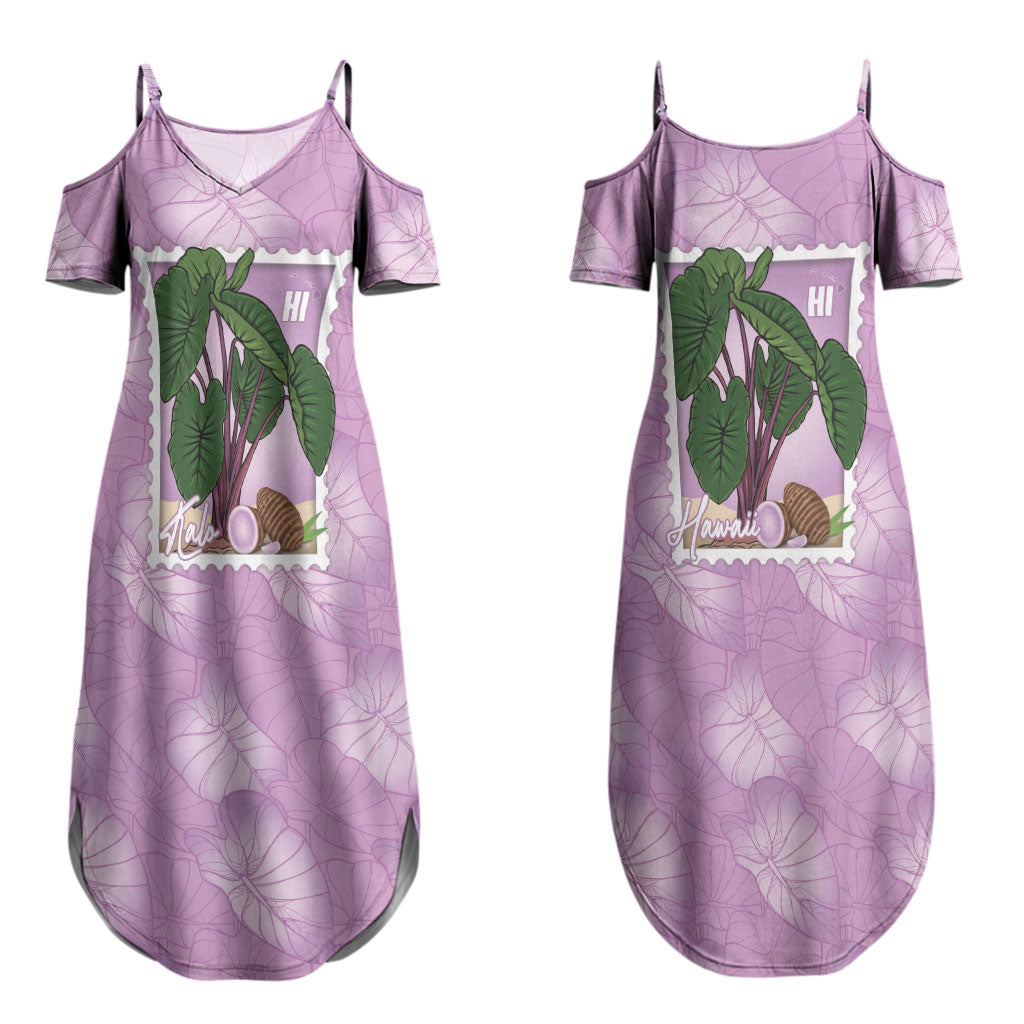 Aloha Hawaii Kalo Couples Matching Summer Maxi Dress and Long Sleeve Button Shirt Hawaiian Taro Leaves Stylized Stamp LT14 - Polynesian Pride