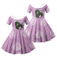 Aloha Hawaii Kalo Family Matching Puletasi and Hawaiian Shirt Hawaiian Taro Leaves Stylized Stamp LT14 Daughter's Dress Purple - Polynesian Pride