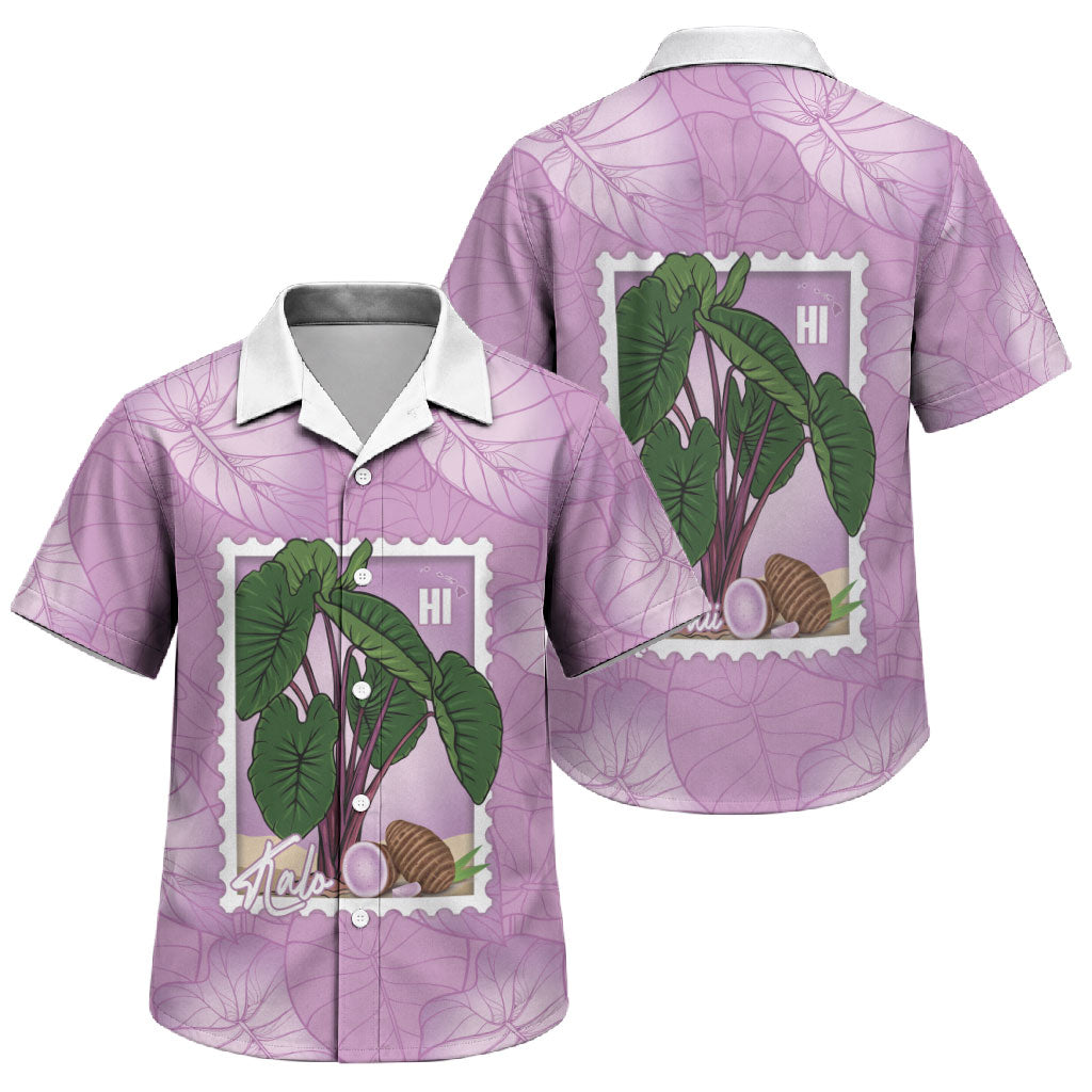 Aloha Hawaii Kalo Family Matching Puletasi and Hawaiian Shirt Hawaiian Taro Leaves Stylized Stamp LT14 Son's Shirt Purple - Polynesian Pride
