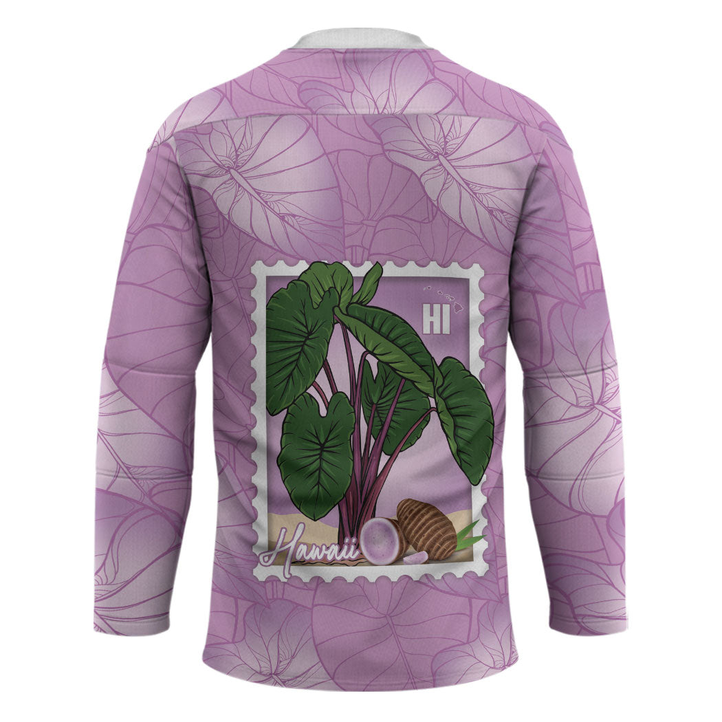 Aloha Hawaii Kalo Hockey Jersey Hawaiian Taro Leaves Stylized Stamp LT14 - Polynesian Pride