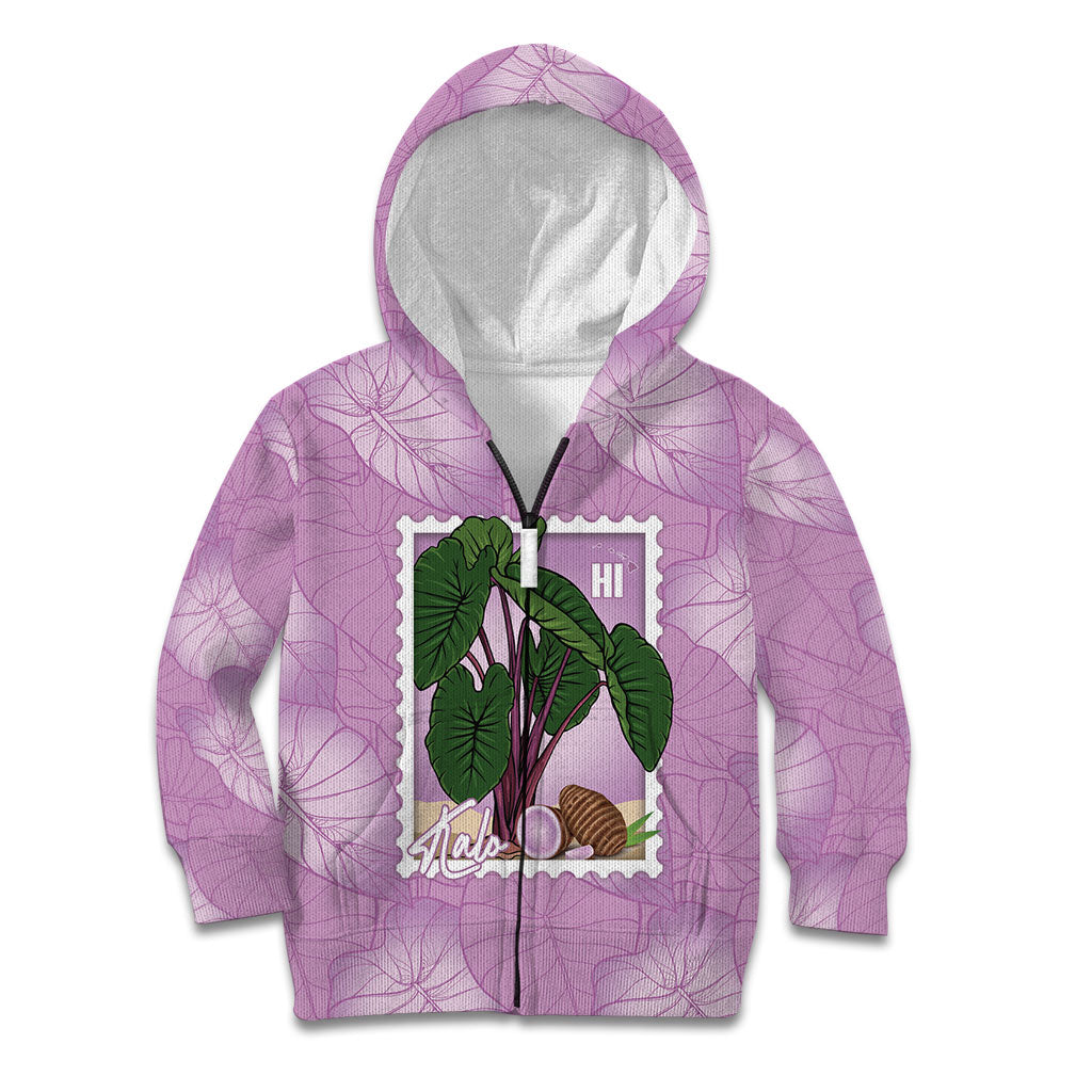 Aloha Hawaii Kalo Kid Hoodie Hawaiian Taro Leaves Stylized Stamp LT14 Zip Hoodie Purple - Polynesian Pride