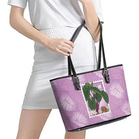 Aloha Hawaii Kalo Leather Tote Bag Hawaiian Taro Leaves Stylized Stamp LT14 - Polynesian Pride