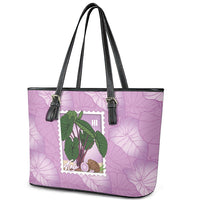Aloha Hawaii Kalo Leather Tote Bag Hawaiian Taro Leaves Stylized Stamp LT14 - Polynesian Pride