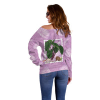 Aloha Hawaii Kalo Off Shoulder Sweater Hawaiian Taro Leaves Stylized Stamp LT14 - Polynesian Pride