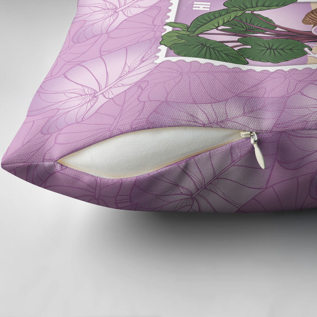 Aloha Hawaii Kalo Pillow Cover Hawaiian Taro Leaves Stylized Stamp LT14 - Polynesian Pride