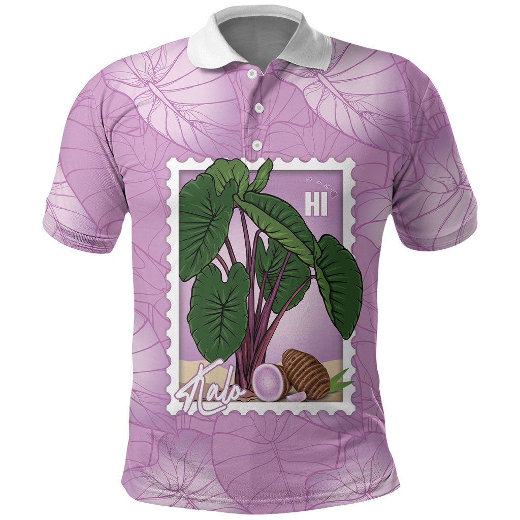 Aloha Hawaii Kalo Polo Shirt Hawaiian Taro Leaves Stylized Stamp LT14 Purple - Polynesian Pride