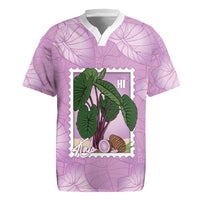 Aloha Hawaii Kalo Rugby Jersey Hawaiian Taro Leaves Stylized Stamp LT14 Purple - Polynesian Pride