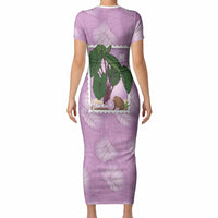 Aloha Hawaii Kalo Short Sleeve Bodycon Dress Hawaiian Taro Leaves Stylized Stamp LT14 - Polynesian Pride