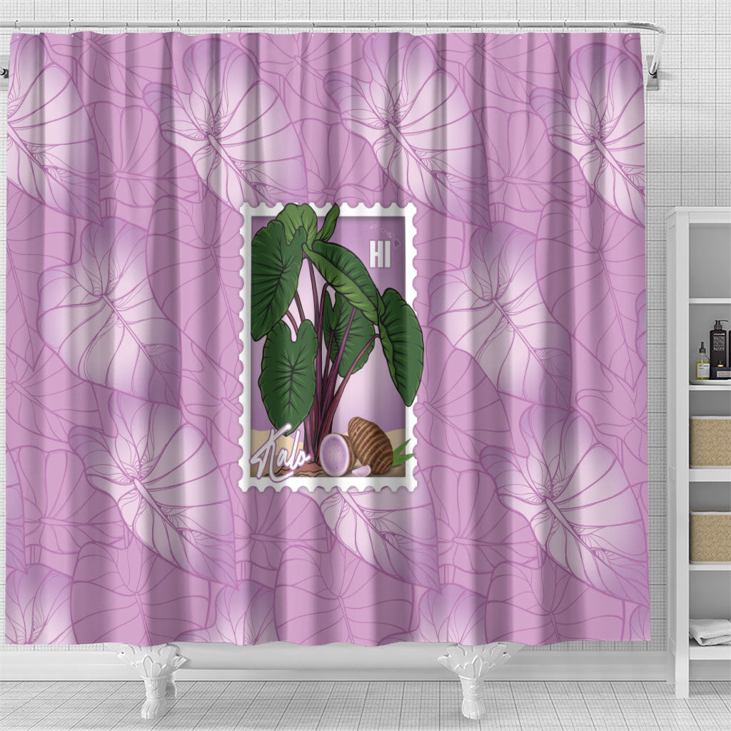 Aloha Hawaii Kalo Shower Curtain Hawaiian Taro Leaves Stylized Stamp LT14 - Polynesian Pride