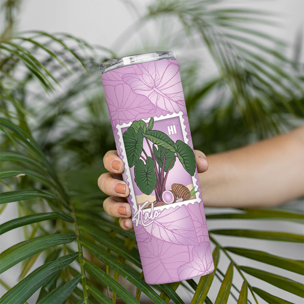 Aloha Hawaii Kalo Skinny Tumbler Hawaiian Taro Leaves Stylized Stamp LT14 - Polynesian Pride
