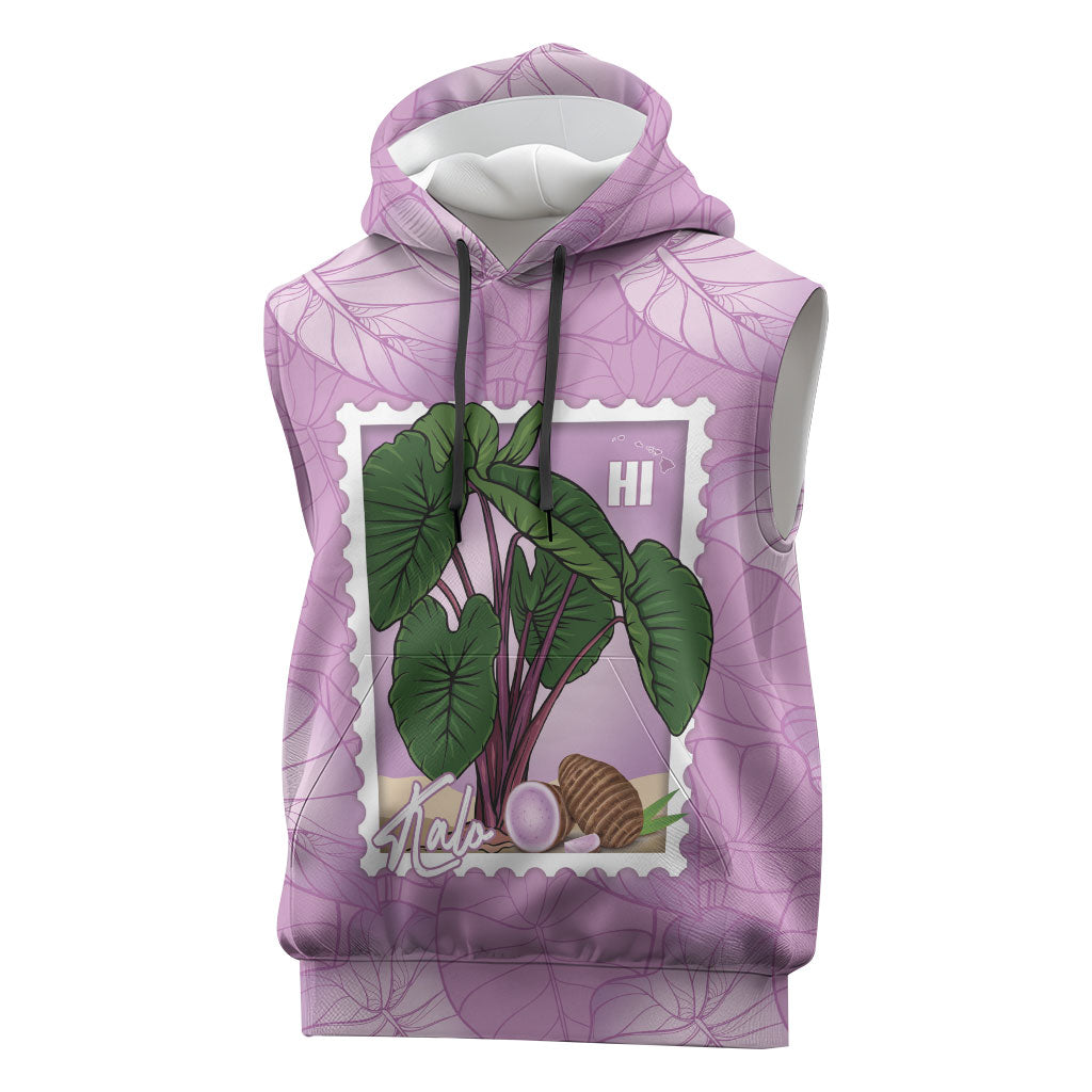 Aloha Hawaii Kalo Sleeveless Hoodie Hawaiian Taro Leaves Stylized Stamp LT14 Purple - Polynesian Pride