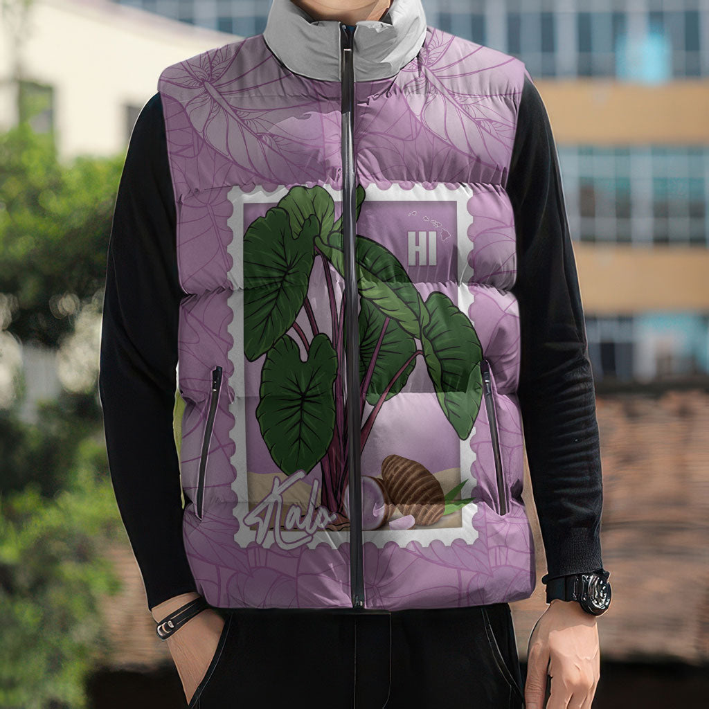Aloha Hawaii Kalo Sleeveless Puffer Jacket Hawaiian Taro Leaves Stylized Stamp LT14 - Polynesian Pride