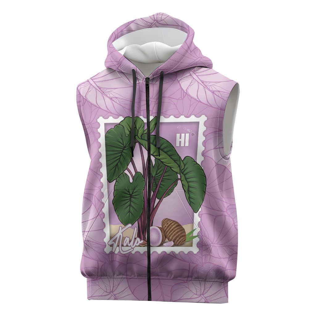 Aloha Hawaii Kalo Sleeveless Zip Hoodie Hawaiian Taro Leaves Stylized Stamp LT14 Purple - Polynesian Pride