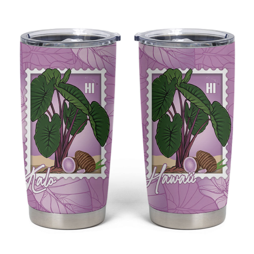 Aloha Hawaii Kalo Tumbler Cup Hawaiian Taro Leaves Stylized Stamp