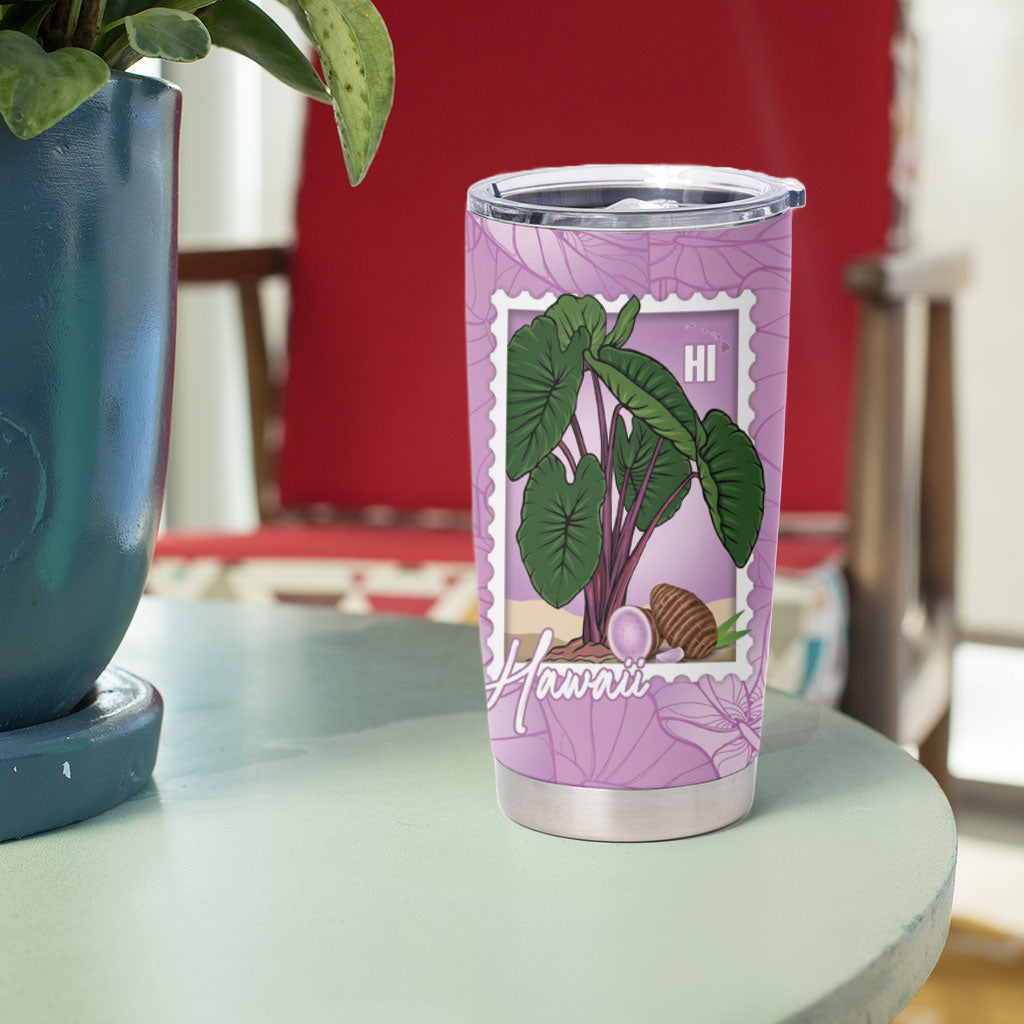Aloha Hawaii Kalo Tumbler Cup Hawaiian Taro Leaves Stylized Stamp LT14 - Polynesian Pride