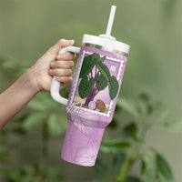 Aloha Hawaii Kalo Tumbler With Handle Hawaiian Taro Leaves Stylized Stamp LT14 - Polynesian Pride