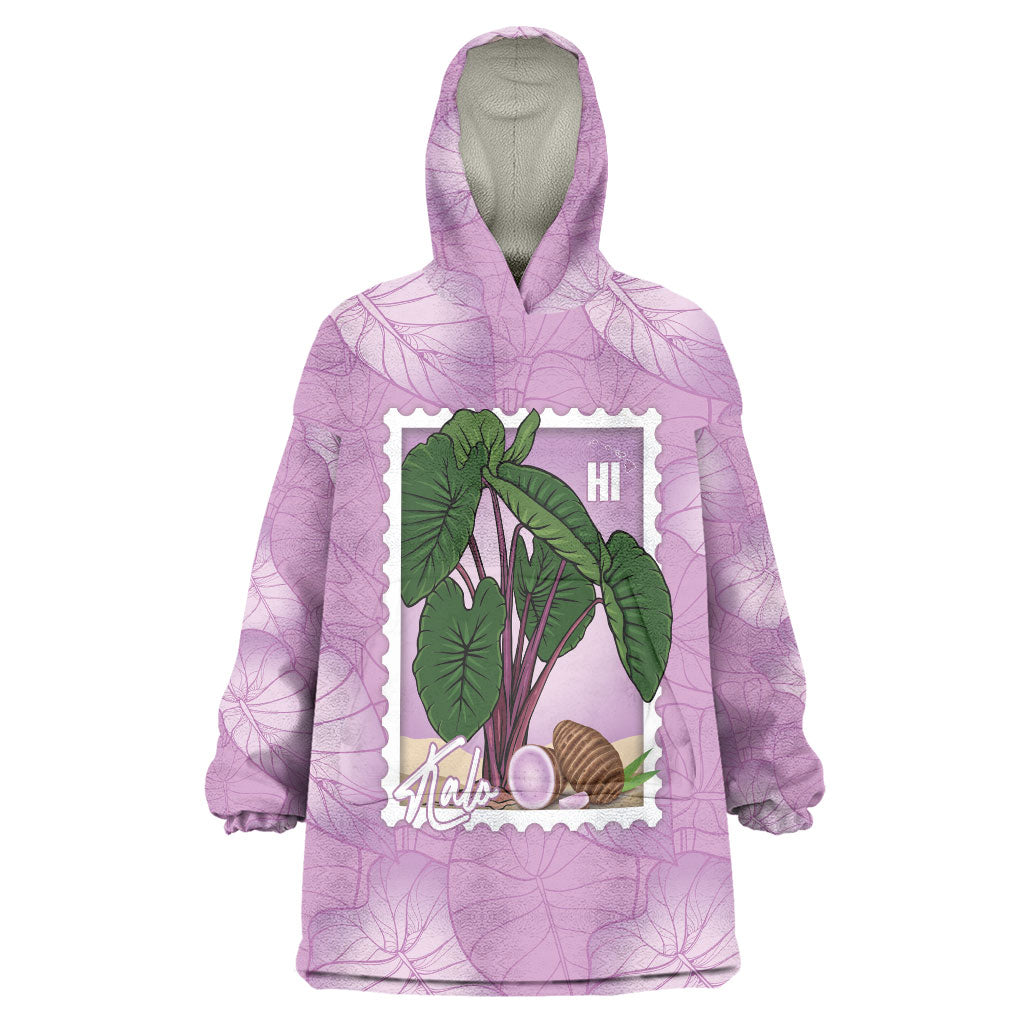 Aloha Hawaii Kalo Wearable Blanket Hoodie Hawaiian Taro Leaves Stylized Stamp LT14 One Size Purple - Polynesian Pride