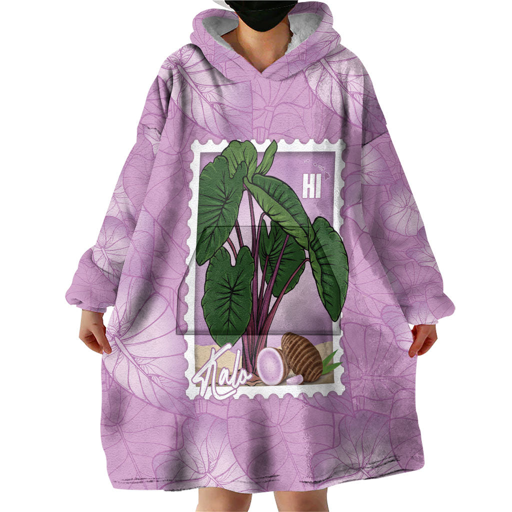 Aloha Hawaii Kalo Wearable Blanket Hoodie Hawaiian Taro Leaves Stylized Stamp LT14 - Polynesian Pride
