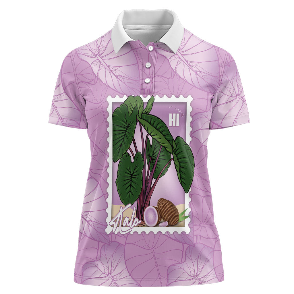 Aloha Hawaii Kalo Women Polo Shirt Hawaiian Taro Leaves Stylized Stamp LT14 Female Purple - Polynesian Pride
