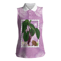 Aloha Hawaii Kalo Women Sleeveless Polo Shirt Hawaiian Taro Leaves Stylized Stamp LT14 Female Purple - Polynesian Pride