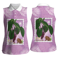Aloha Hawaii Kalo Women Sleeveless Polo Shirt Hawaiian Taro Leaves Stylized Stamp LT14 - Polynesian Pride