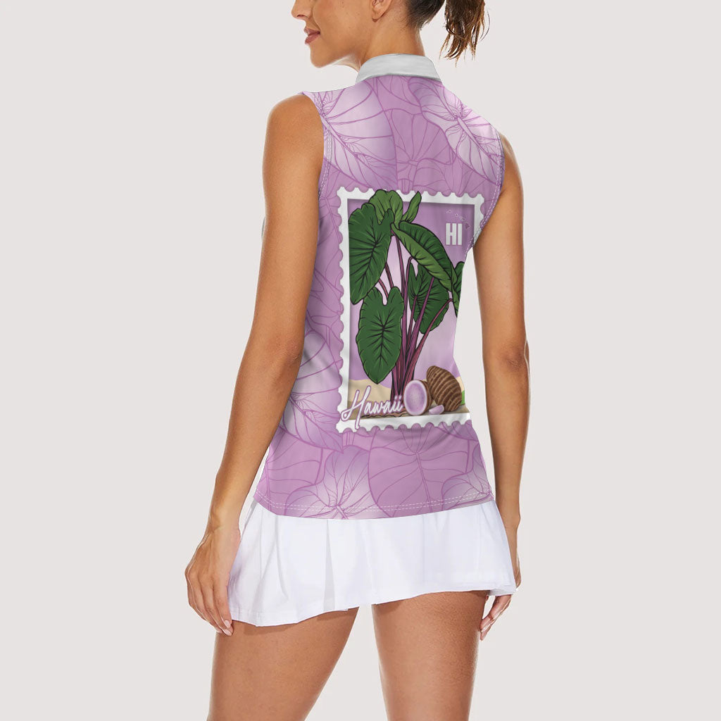 Aloha Hawaii Kalo Women Sleeveless Polo Shirt Hawaiian Taro Leaves Stylized Stamp LT14 - Polynesian Pride