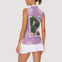 Aloha Hawaii Kalo Women Sleeveless Polo Shirt Hawaiian Taro Leaves Stylized Stamp LT14 - Polynesian Pride