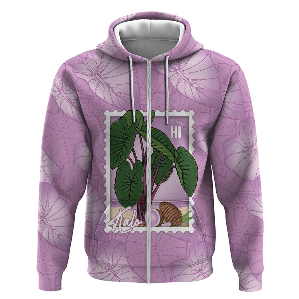 Aloha Hawaii Kalo Zip Hoodie Hawaiian Taro Leaves Stylized Stamp LT14 Zip Hoodie Purple - Polynesian Pride
