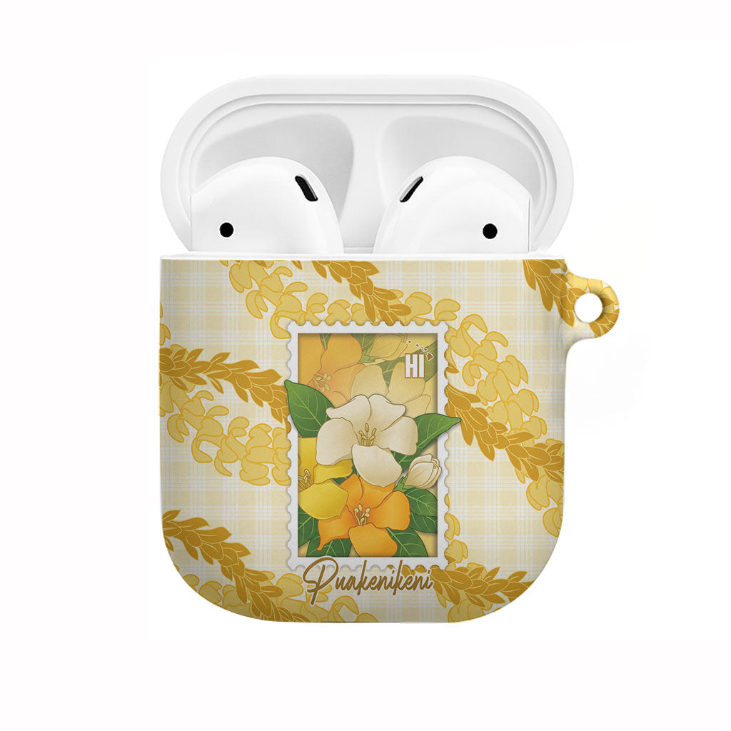 Aloha Hawaii Puakenikeni AirPods Case Hawaiian Lei Palaka Motifs Stylized Stamp LT14 Yellow - Polynesian Pride