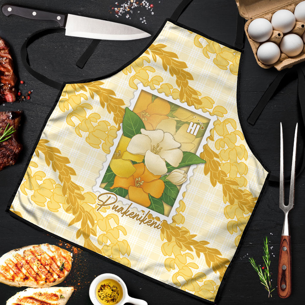 Aloha Hawaii Puakenikeni Apron Hawaiian Lei Palaka Motifs Stylized Stamp LT14 Yellow - Polynesian Pride