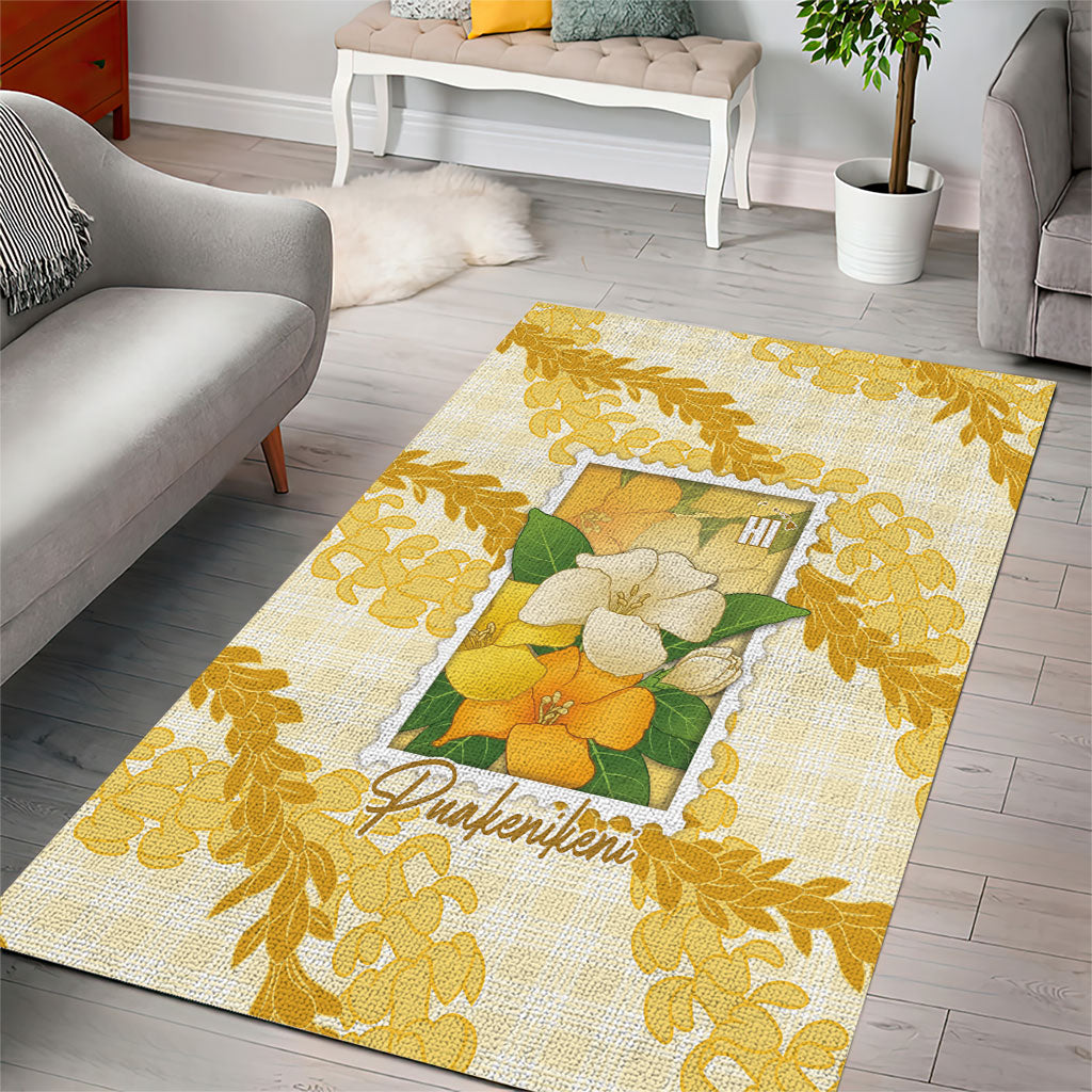 Aloha Hawaii Puakenikeni Area Rug Hawaiian Lei Palaka Motifs Stylized Stamp LT14 - Polynesian Pride