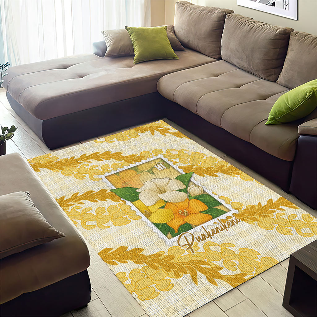 Aloha Hawaii Puakenikeni Area Rug Hawaiian Lei Palaka Motifs Stylized Stamp LT14 - Polynesian Pride
