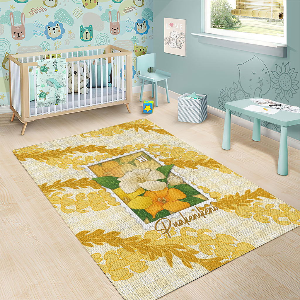 Aloha Hawaii Puakenikeni Area Rug Hawaiian Lei Palaka Motifs Stylized Stamp LT14 - Polynesian Pride