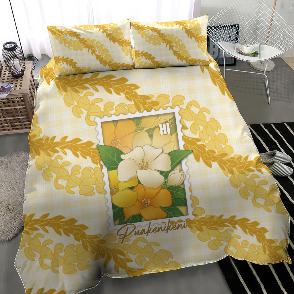 Aloha Hawaii Puakenikeni Bedding Set Hawaiian Lei Palaka Motifs Stylized Stamp LT14 - Polynesian Pride