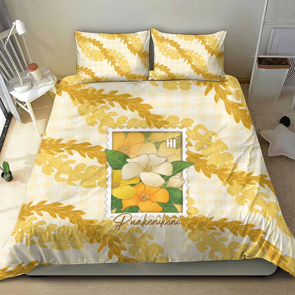 Aloha Hawaii Puakenikeni Bedding Set Hawaiian Lei Palaka Motifs Stylized Stamp LT14 - Polynesian Pride
